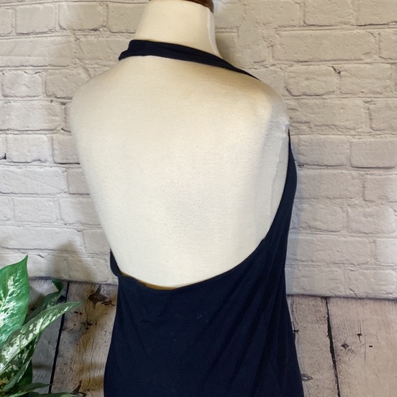 Chaps Navy Size large halter top with scoop back - Picture 4 of 6